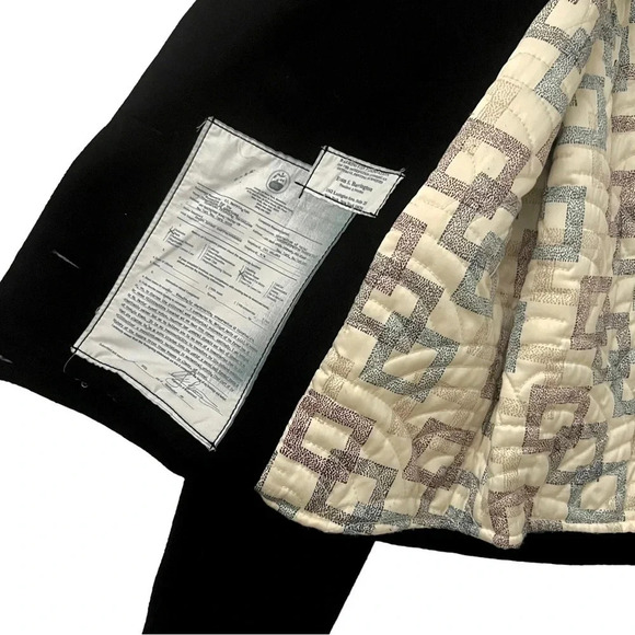 Travota Wool Blend Embroidered Black Waist Jacket With Quilted Lining Size MED - Picture 8 of 13